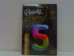 Obrazek Balon foliowy B&C cyfra 5 tęczowa 85cm