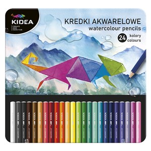 Obrazek Kredki akwarelowe w metalowym pudełku 24 kolory Kidea