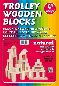 Obrazek Klocki drewniane naturalne w wózku