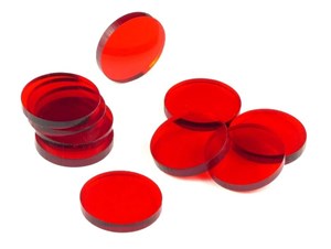 Obrazek Znaczniki akryl czerwone okrągłe 22x3mm 10szt