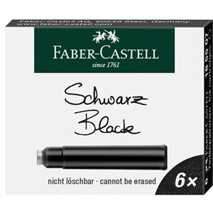 Obrazek Naboje atramentowe krótkie Faber-Castell czarne 6 sztuk