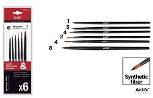 Picture of Zestaw Pędzli syntetycznych miękkich 6 sztuk