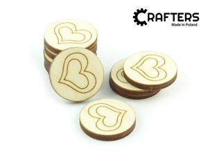 Obrazek Znaczniki drewniane okgrągłe serce 22x3mm 10szt