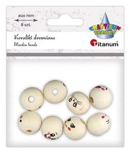 Obrazek Koraliki drewniane emotki 8szt