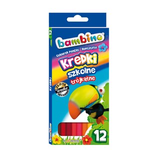Obrazek Kredki szkolne Bambino drewniane trójkątne 12 kolorów