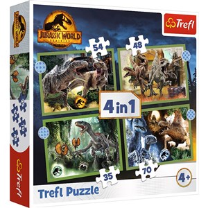 Obrazek Puzzle 4w1 Groźne dinozaury Jurassic World