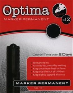 Picture of Marker permanentny Optima czarny końcówka okrągła 12 sztuk