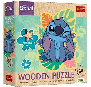 Obrazek PUZZLE 50 Drewniane Kontu.Wesoły Stitch