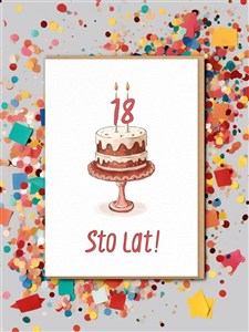 Obrazek Kartka / TORT / 18 URODZINY