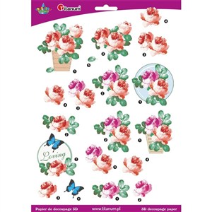 Picture of Papier do decoupage 3D kwiaty róże arkusz