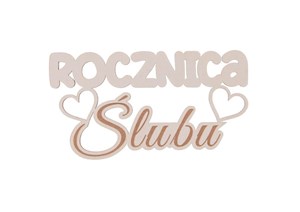 Picture of Drewniany napis - Rocznica ślubu 5szt biały