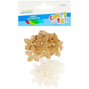 Picture of Ozdoba kwiatuszek tkanina naturalny/biel 20szt