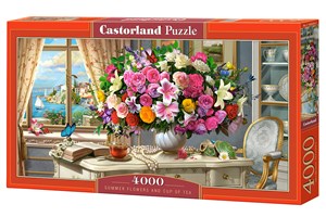 Obrazek Puzzle 4000 Summer Flowers and Cup of tea