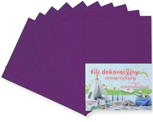 Obrazek Filc A4 samoprzylepny fioletowy 20x30cm 10szt