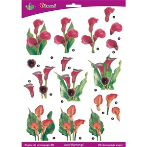 Obrazek Papier do decoupage 3D kwiaty kalie arkusz