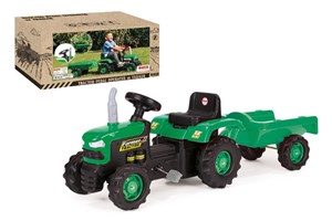 Obrazek Traktor na pedały z przyczepą zielony
