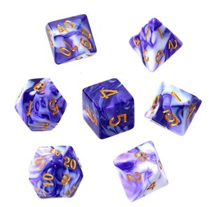 Obrazek Komplet kości RPG purpurowo-białe REBEL