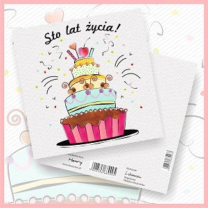 Picture of Karnet kwadrat Urodziny Sto lat życia! Tort
