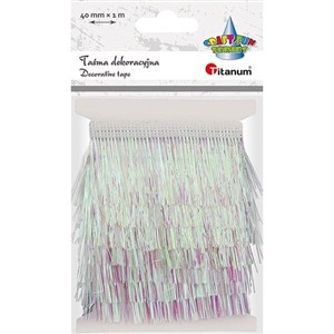 Obrazek Taśma z frędzlami plastikowymi 40mm 1m biała