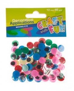Obrazek Ozdoba dekoracyjna kolorowe oczy 12mm 80el