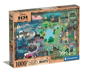 Obrazek Puzzle 1000 Story maps 101 Dalmatyńczyków 39665