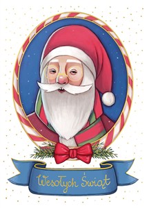 Picture of Karnet B6 BN Mikołaj w kółku