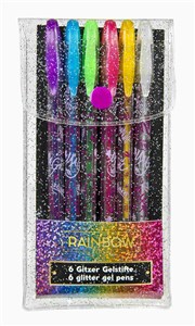 Obrazek Długopisy żelowe z brokatem Rainbow High  6 kolorów RHOF0197