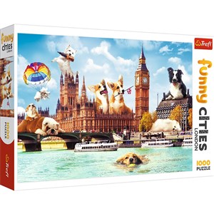 Obrazek Puzzle Funny Cities - Psy w Londynie 1000