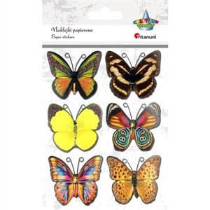 Obrazek Naklejki papierowe motyle 6szt