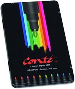 Obrazek Flamastry Conte metalowe opakowanie 10 sztuk