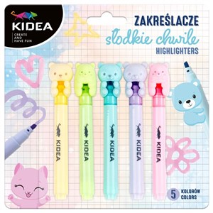 Obrazek Zakreślacze Słodkie chwile 5 kolorów Kidea