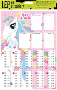 Obrazek Lep na przedmioty Elektrostatyczny Plan Lekcji z tabliczką mnożenia A4 JEDNOROŻEC2
