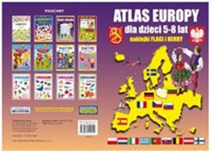 Obrazek Atlas Europy dla dzieci 5-8 lat Naklejki, Flagi, Herby