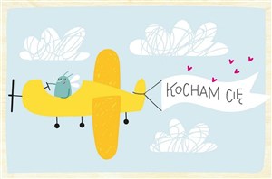 Obrazek Drewniana kartka Walentynkowa- Już lecę, Kochanie