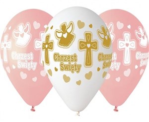 Picture of Balony premium hel Chrzest dziewczynki 33cm 5szt