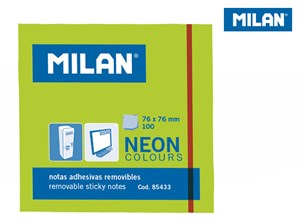 Obrazek Karteczki neonowe Milan 75x75 mm zielone, 80 sztuk 85433