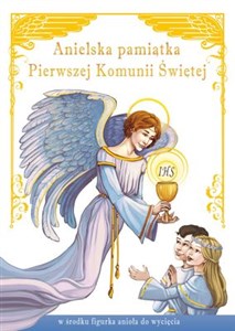 Picture of Anielska pamiątka Pierwszej Komunii Świętej w środku figurka anioła do wycięcia