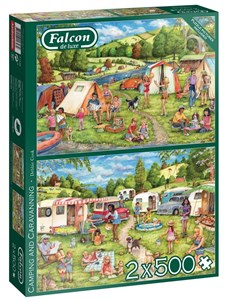 Obrazek Puzzle 2x500 Falcon Namiot/Przyczepa G3