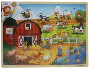Picture of Układanka drewniana z pinezkami Farma
