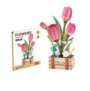 Obrazek Drewniane kwiatki 3D - Tulipany, 75el.