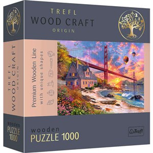 Obrazek Puzzle 1000 drewniane Zachód słońca nad Golden Gate 20164