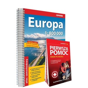 Obrazek Europa Atlas samochodowy 1:800 000 + Pierwsza pomoc - krok po kroku - ilustrowana instrukcja