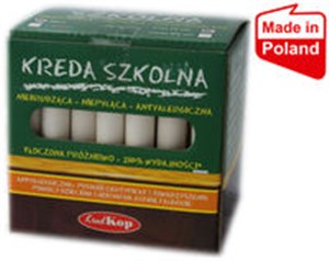 Picture of Kreda szkolna niepyląca, niebrudząca okrągła gruba biała 50 sztuk