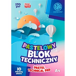 Picture of Blok techniczny kolorowy pastelowy Astrapap A4 170g 10 ark pakiet 10 sztuk