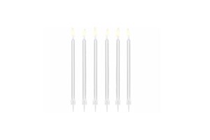 Obrazek Świeczki urodzinowe gładkie biały 14cm 12szt