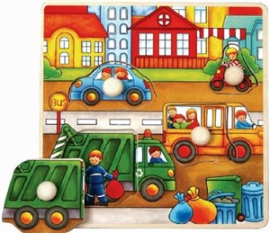 Picture of Puzzle drewniane pinezki Śmieciarka