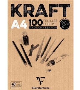Obrazek Blok brązowy KRAFT A4/100K klejony 90g