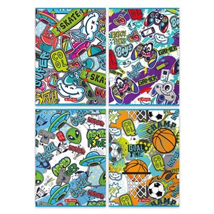 Picture of Paczka Zeszyt A4 32 k. kratka Dziecięce graffiti mix wzorów 10 szt.