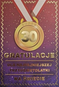 Obrazek Karnet Urodziny 30 medal damskie