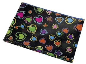 Obrazek Koperta z nadrukiem zip A4 PP Hearts